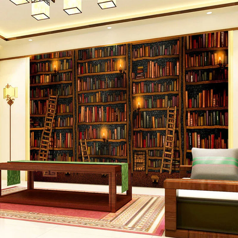 3D обои, Классическая книжная полка, картина маслом, фотообои, для учебы, библиотеки, гостиной, фон для стены, домашний декор, Papel De Parede, 3D