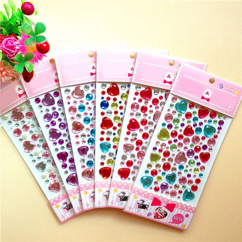

1 Sheet Creative Kids Decorative Diamond Crystal Stone Stickers DIY Art Crafts Toys Bling Stickers Phone Decor Craft