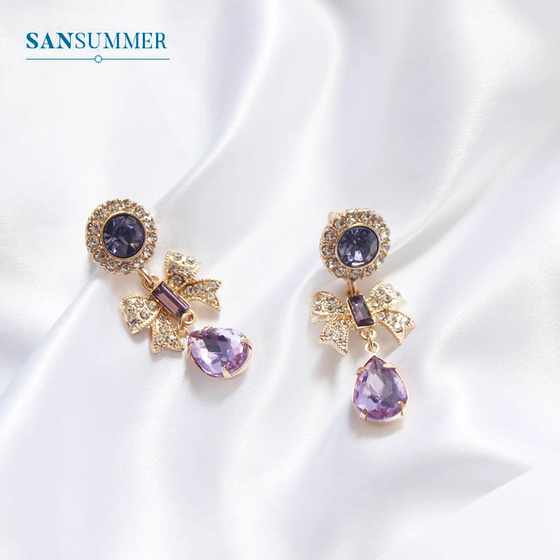 Женские серьги капельки SANSUMMER винтажные длинные с бантом 2020|Серьги-подвески| |