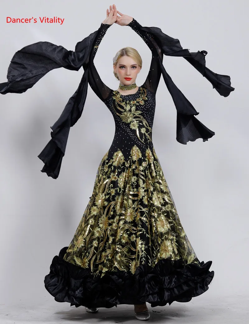 Платье для бальных танцев новинка 2019 Роскошные платья с блестками и вышивкой