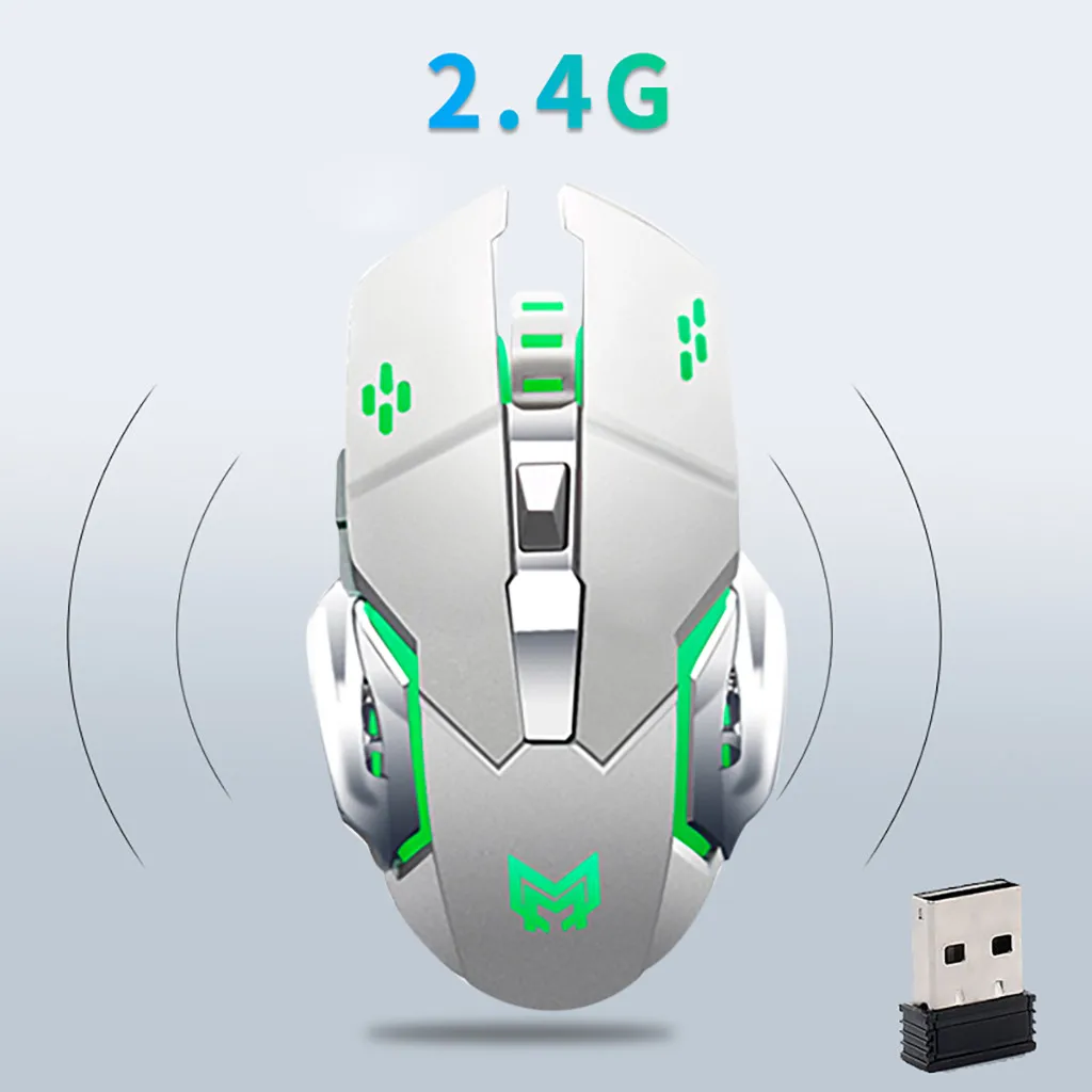 Перезаряжаемая Беспроводная Бесшумная USB оптическая эргономичная игровая мышь с