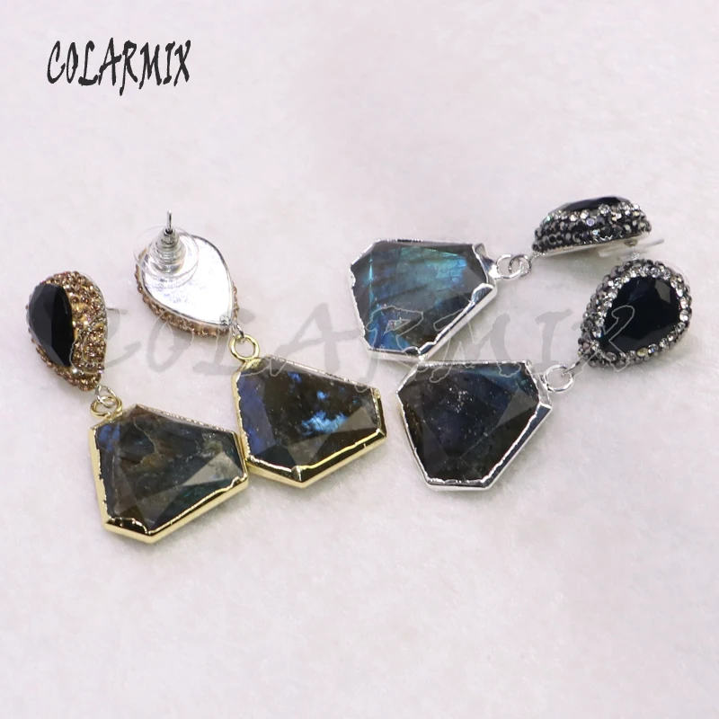 Женские серьги с Луной и лабрадоритом 5 пар ювелирное изделие камнями подарочные