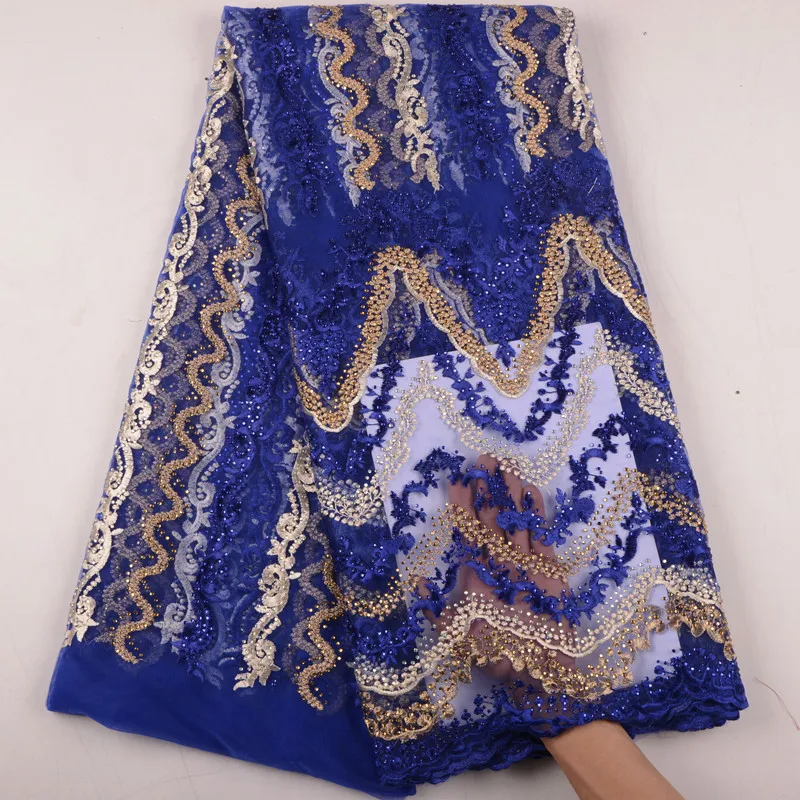 Nigerian Lace Fabrics For Wedding African French Tulle Fabric 2019 High Quality Royal Blue Y1541 | Дом и сад