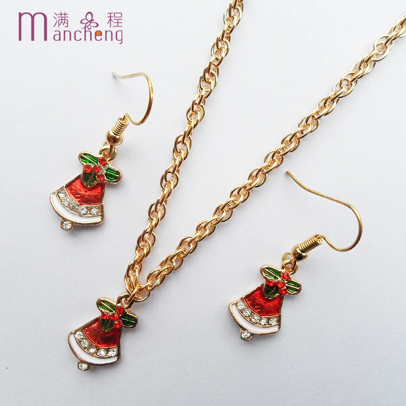 Popcorn Chain Christmas dress pendant necklace sets gold color women earrings girls gift | Украшения и аксессуары