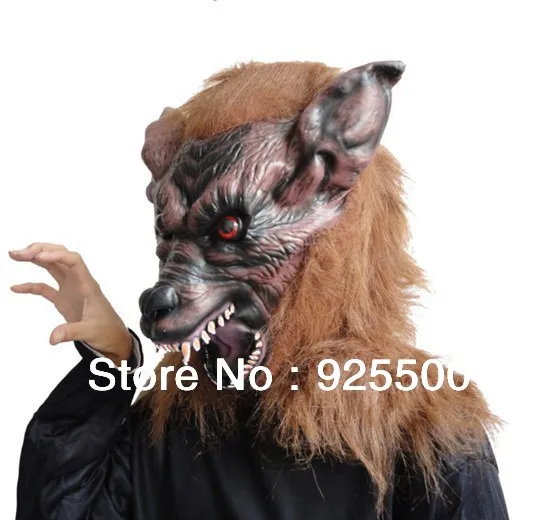 Gray all inclusive high quality latex Horror wolf head mask Creep halloween with hair Theater Prop Novelty Latex Rubber|halloween bat mask|halloween