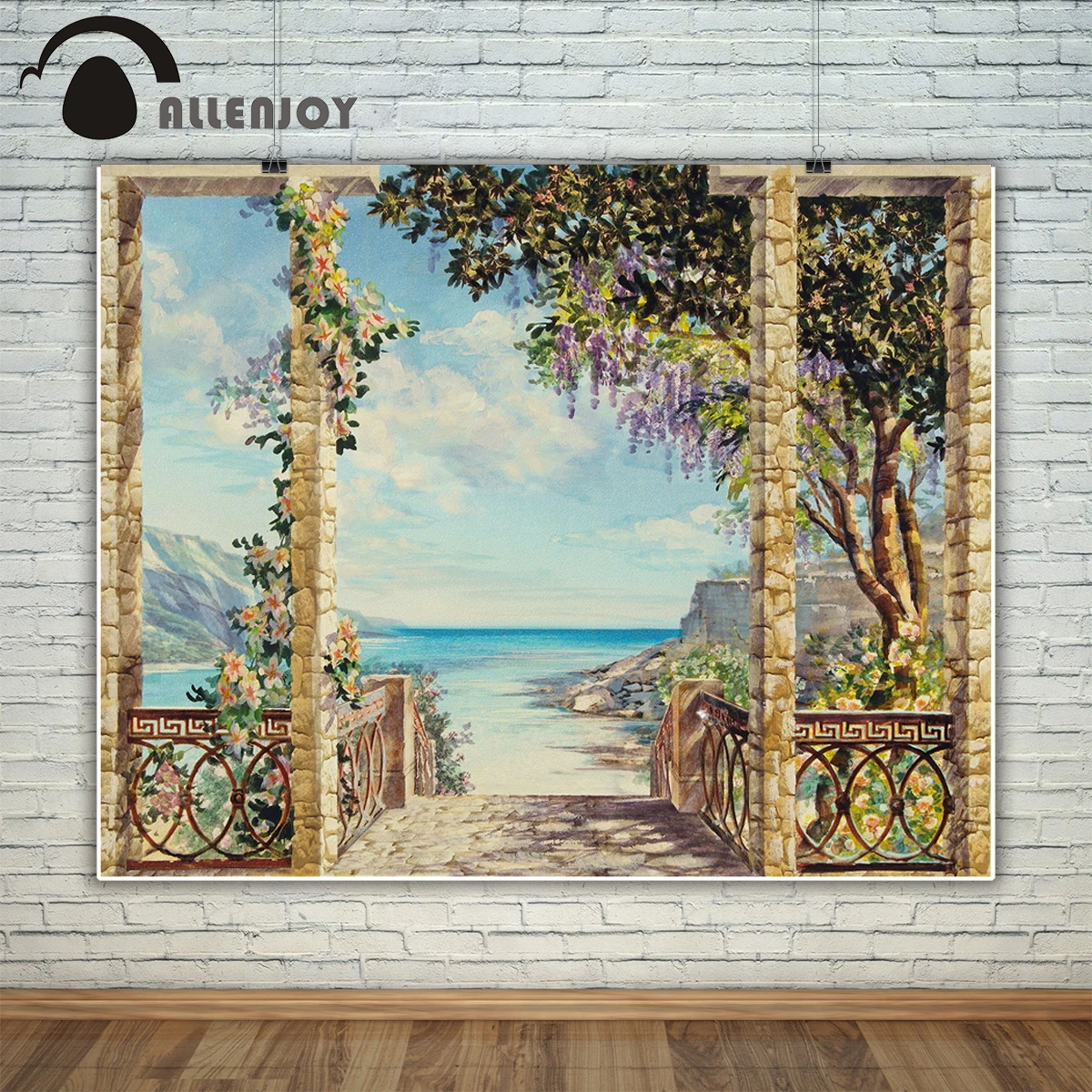 Фон для фотосъемки Allenjoy пейзаж акварель морской терраса фон фотостудии новый