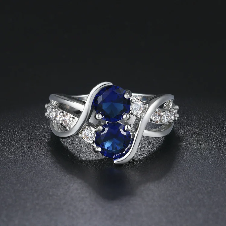 Женские кольца с двойным кристаллом синий зеленый кубический цирконий желтый