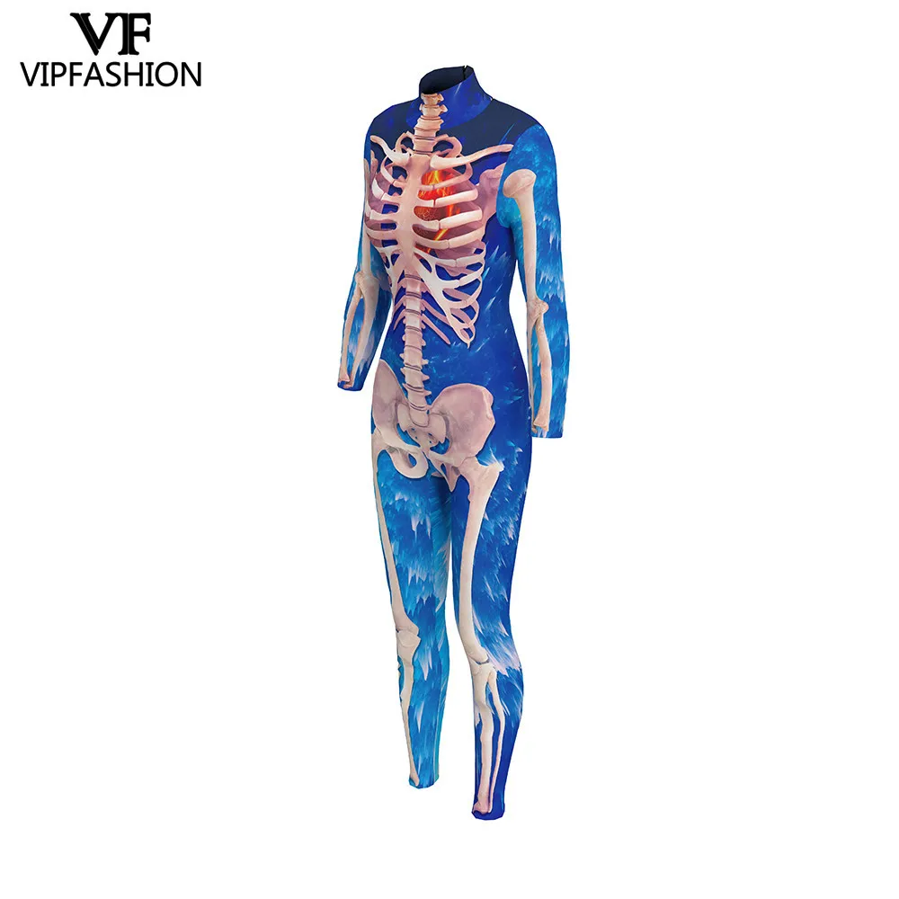 VIP модные 2019 лучшие продажи 3D Скелет комбинезоны с принтом Хэллоуин костюмы на
