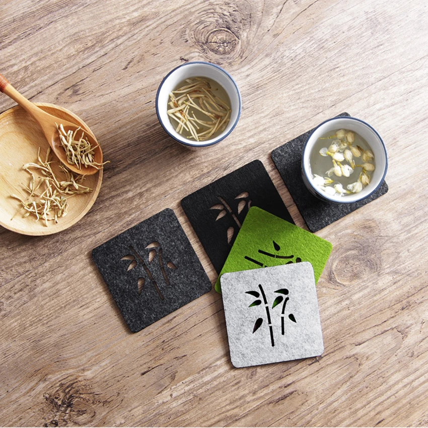 Квадратные противоскользящие подставки для напитков изолированные круглые