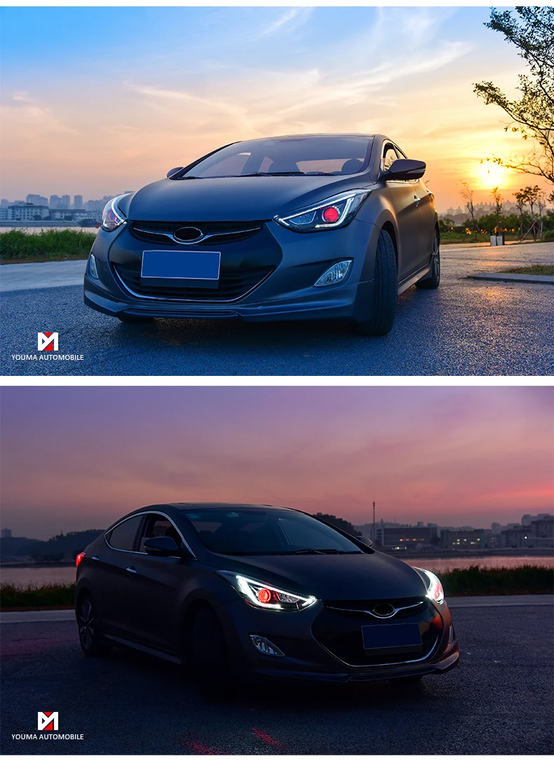 KOWELL автомобильный Стайлинг для 2012- фары для автомобиля Hyundai Elantra MD светодиодный фонарь DRL Bi Xenon объектив Высокий Низкий луч парковка противотуманная фара