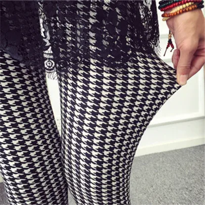 houndstooth YSDNCHI леггинсы с принтами новые летние фитнес леггинсы этнические картины Брюки в цветочек высокие эластичные леггинсы штаны с высокой талией - Цвет: houndstooth