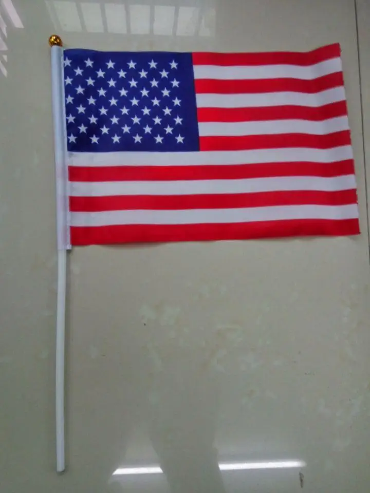 

free shipping xvggdg 100pcs American Flag Hand Wave Flags 14*21CM US/USA national flags celebration parade flag