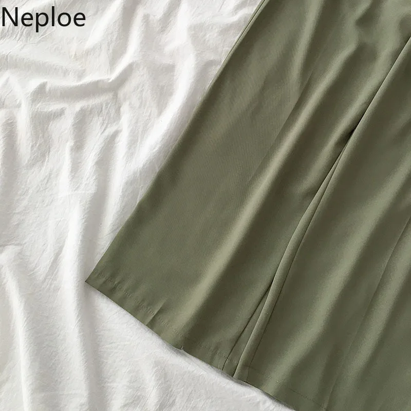 Neploe женские офисные зеленые черные брюки длинные свободные с высокой талией широкие брюки дамские размера плюс повседневные однотонные брюки 39506