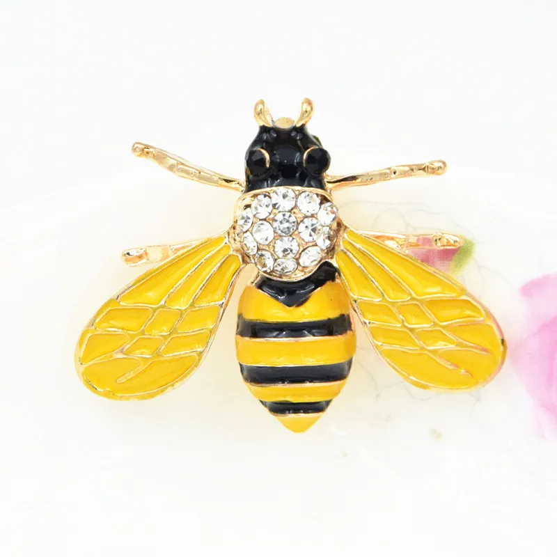 Ошеломляющая эмалированная брошь в виде желтой пчелы из прозрачного