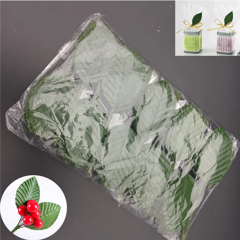 200 шт. искусственные растения Цветной листья с Железная проволока из шелковой