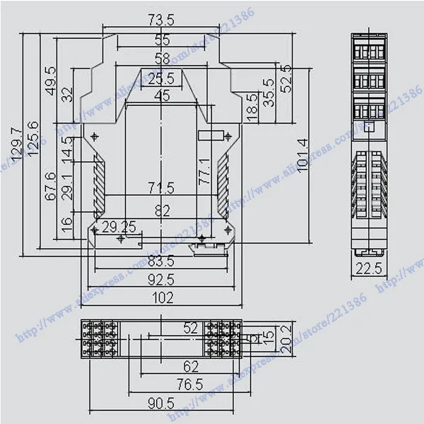 Трехуровневый зеленый пластиковый корпус для электроники plc din rail project box 102*22 5*129