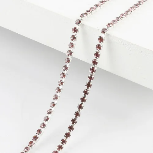Light Purple Горячая серебряная основа коготь 1 м/лот высокая плотность ss6 2 мм ss8 2,5 мм ss10 2,8 мм ss12 3 мм стразы на цепочке для пришивания клея на отделке - Цвет: Light Purple