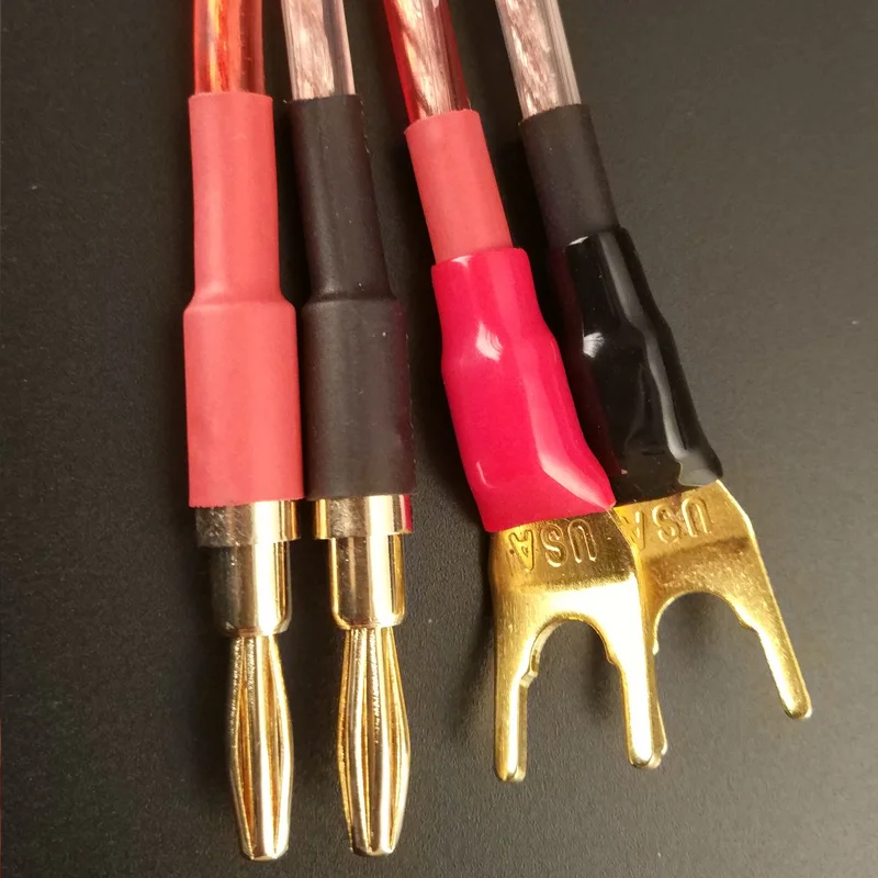 FIHI-14 DIY Audio Line Hifi Speaker Cable With 2 Y type Banana Plug to plug Speakon Wire Cables | Электроника