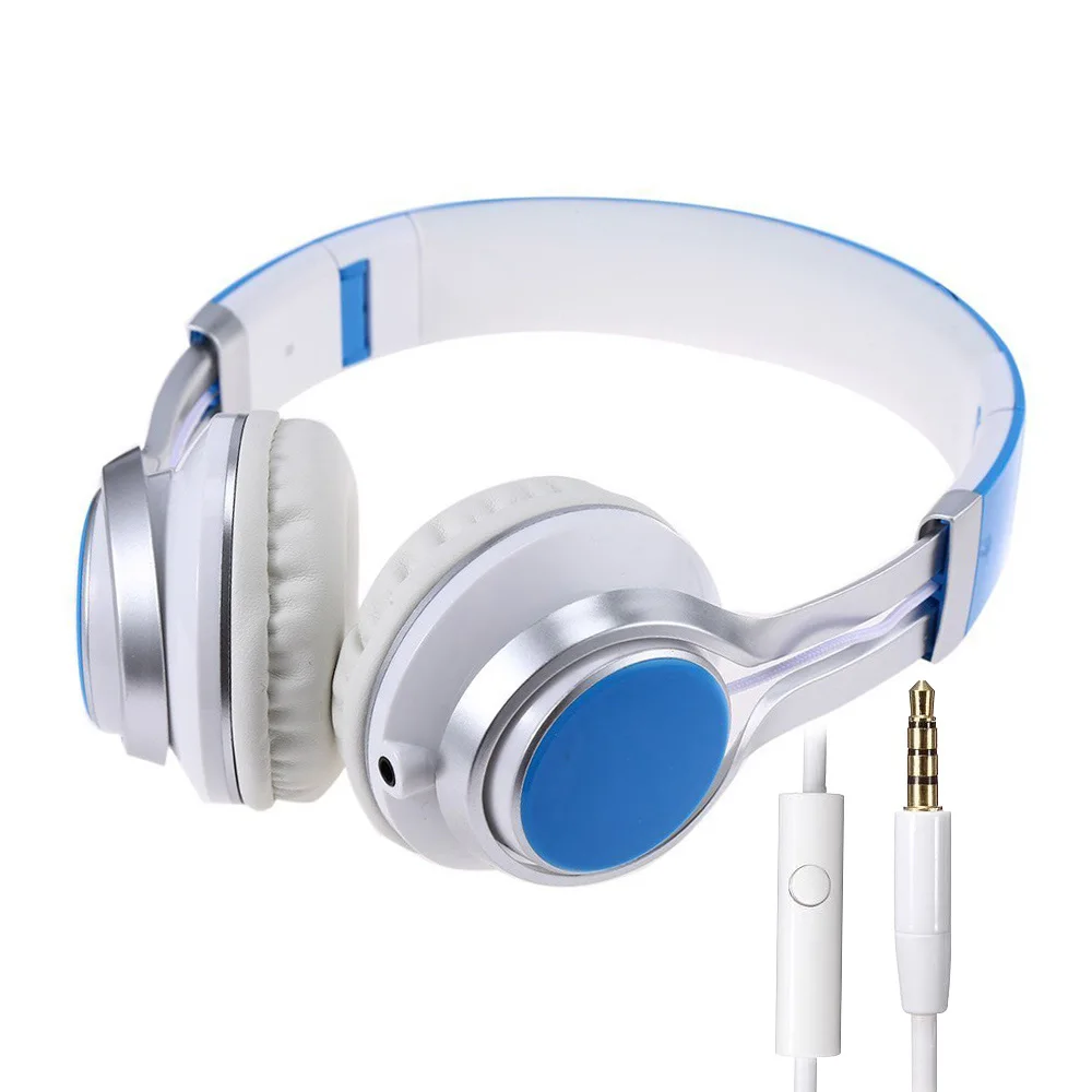 Light Blue Складные наушники 3,5 мм стерео объемная головная повязка гарнитура наушники с микрофоном аудио для samsung htc для игр и музыки - Цвет: Light Blue