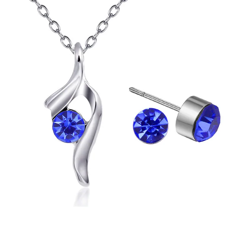 Женский ювелирный комплект из колье и серёг с австрийским кристаллом | Украшения