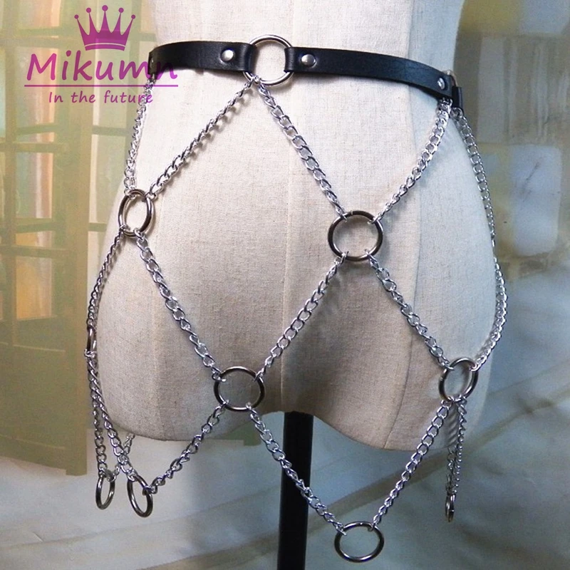 Женский кожаный ремень в готическом стиле черная ажурная мини-юбка из