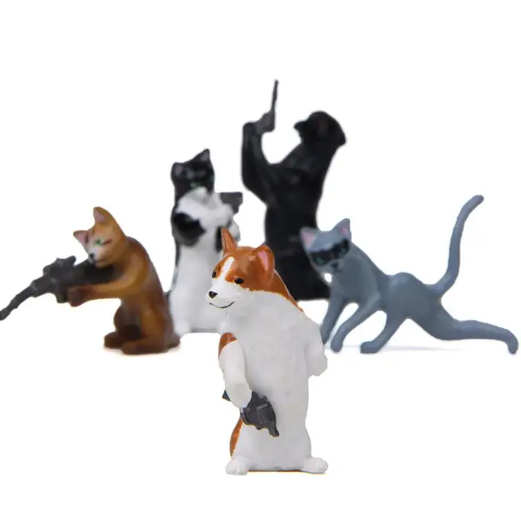 5pcs/set new Super Cute Cartoon dog cat Micro landscape decor collectors action figure toys for kids gift | Игрушки и хобби