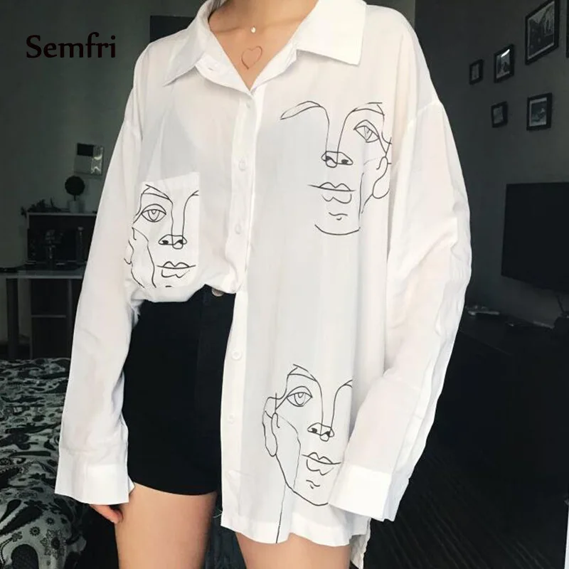 Semfri черный и белый Женская Туника Гонконг вкус Ретро Новый Bf ветер свободный