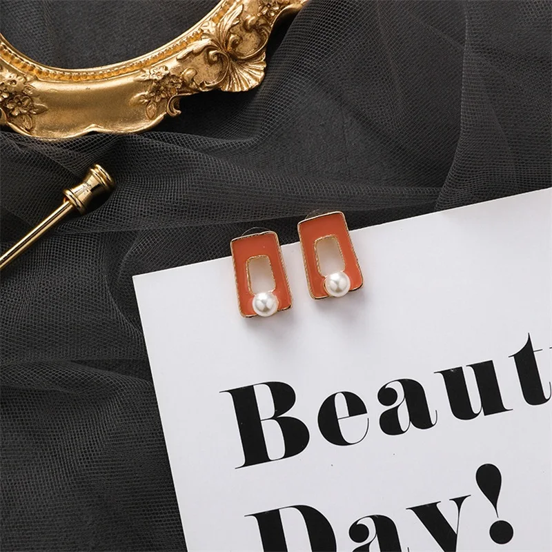 Корейская мода геометрические акриловые резиновая жемчужина ожерелье и серьги