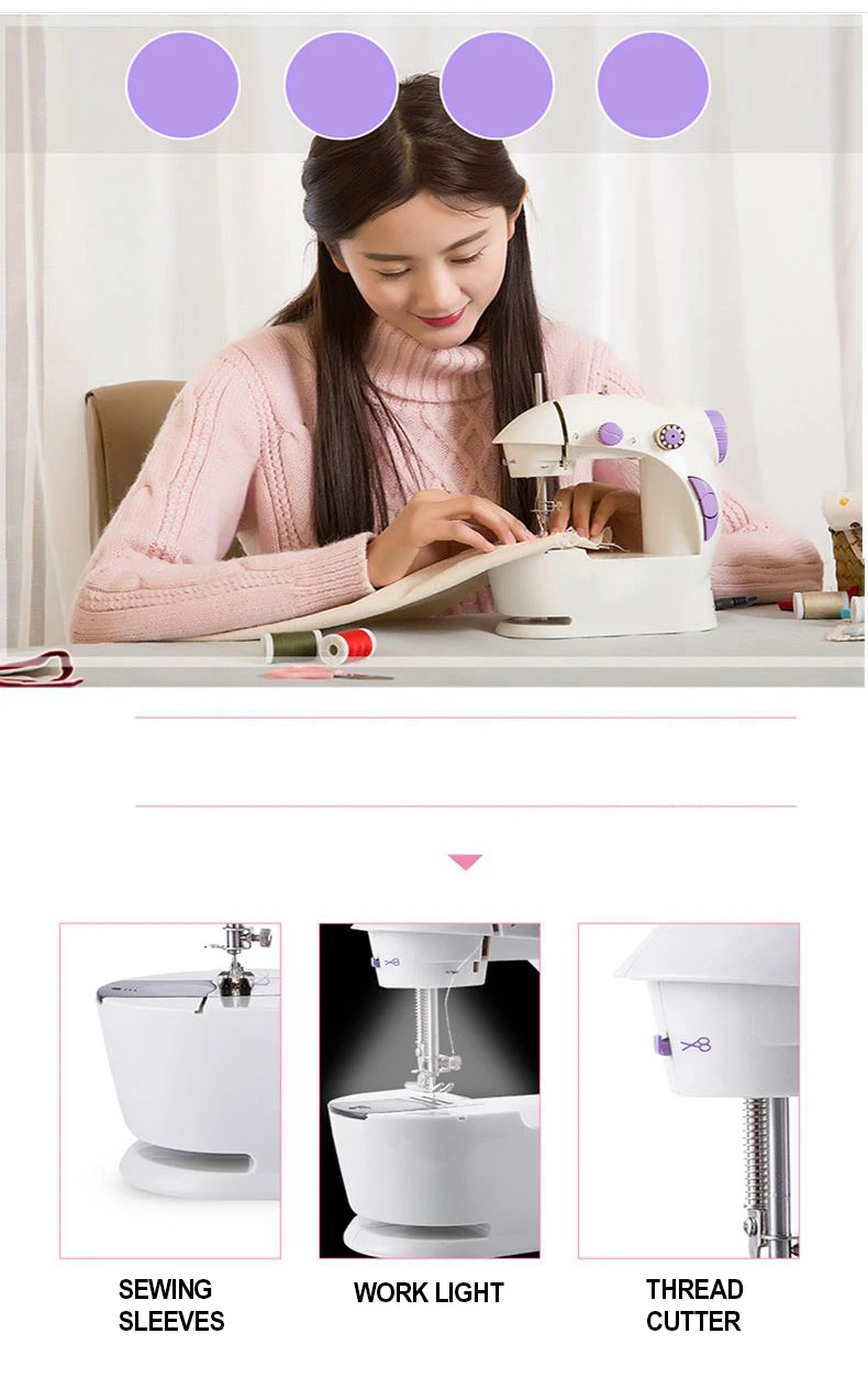 FHSM-201 hand operated automatic Sewing Machine manual electric house easy stitch pink sewing equipment with foot pedal