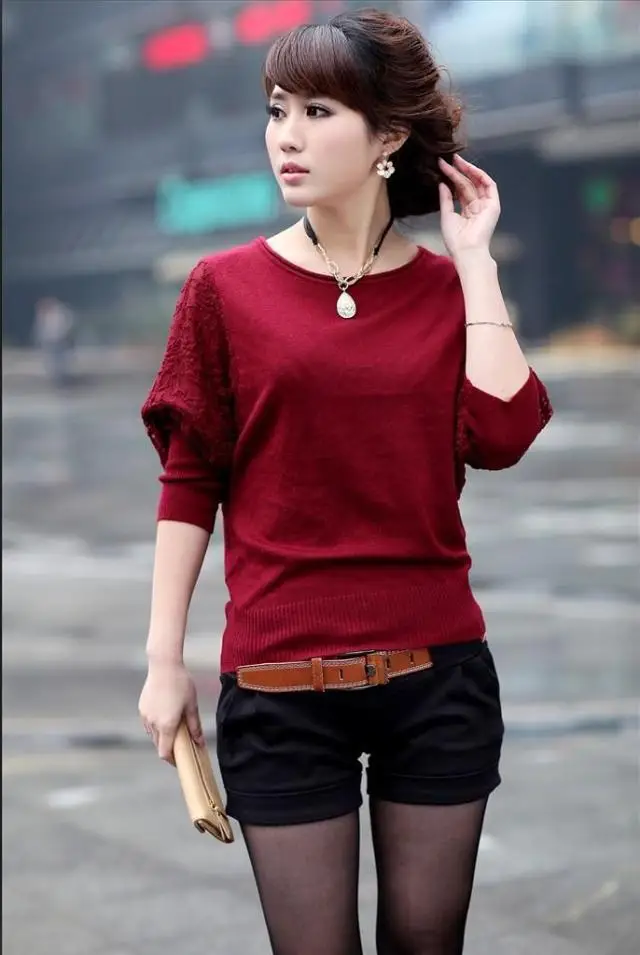 2014 Женская новая весенняя Корейская ажурная кружевная Свободная трикотажная