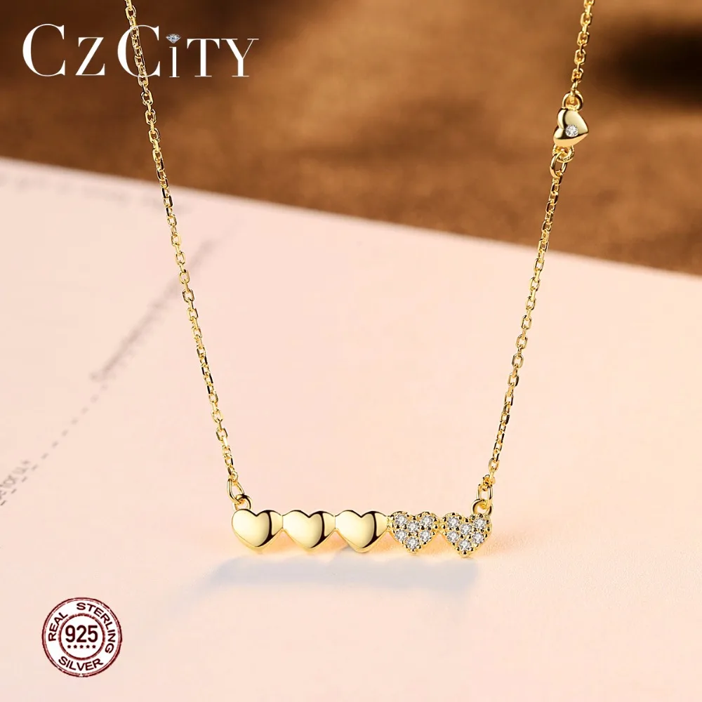 CZCITY любящее сердце 925 стерлингового серебра Серебрянное ювелирное ожерелье с