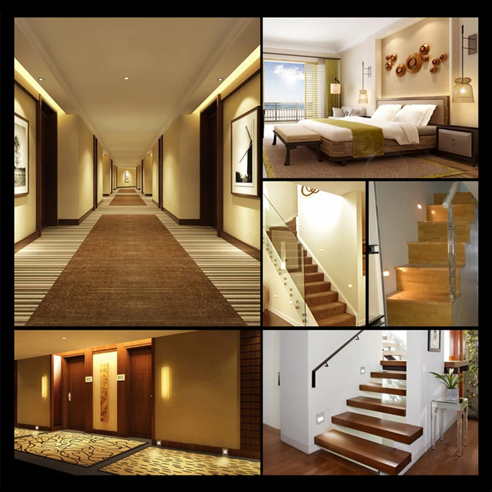 

SANDIY Recessed Footlight LED Night Light 1.5W Step Light Indoor 220V Stair Light Step Lamp Corridor Indoor Wall Lighting Gold
