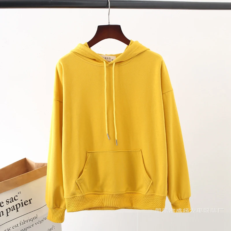 

sweatshirts hoodies women spring and autumn 2019 new loose student hooded pullover jackets sportswear Solid color outfits