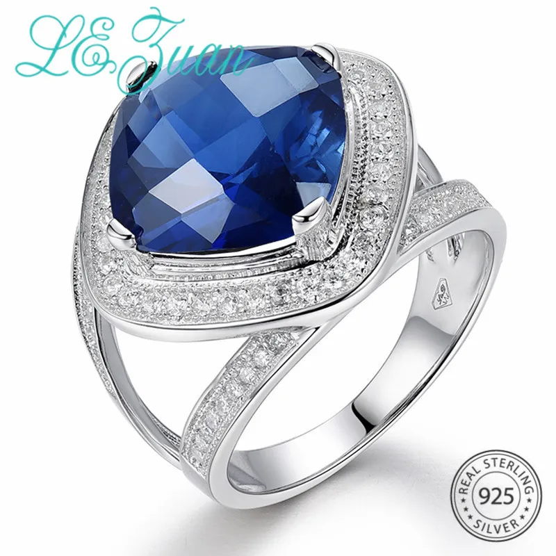 L & zuan 8.01ct кольцо с синим сапфиром в шахматной оправе из стерлингового серебра 925