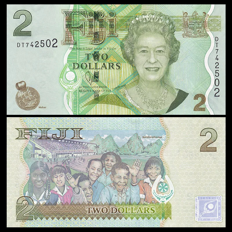 Fiji 2 доллара ND (2012) P 109b Elizabeth II Океания UNC нераспространенный коллекционные вещи