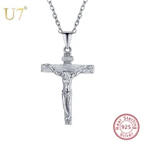 u7 925 sterling silver women chain christian jewelry cross inri crucifix jesus piece pendants necklaces christmas gifts sc229
