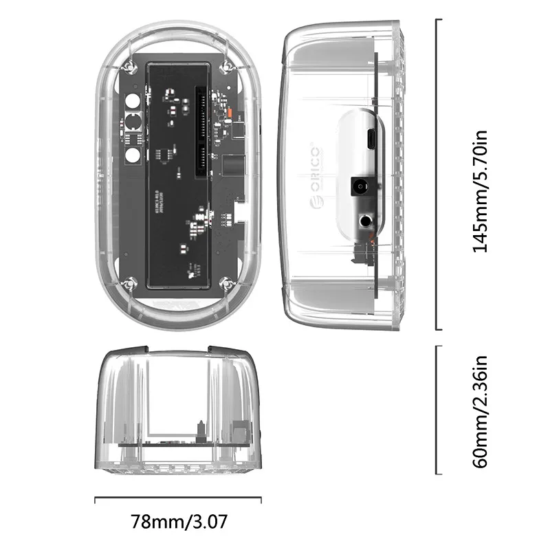 ORICO 6139C3 3.5 inch Type-C Transparent Hard drive Enclosure USB3.1 Gen2 Drive Dock 12TB Drives External Case | Компьютеры и офис