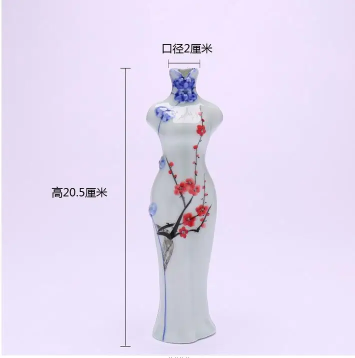 Taqua Настольный горшок Ручная роспись Cheongsam керамические вазы сухие цветы | Дом и