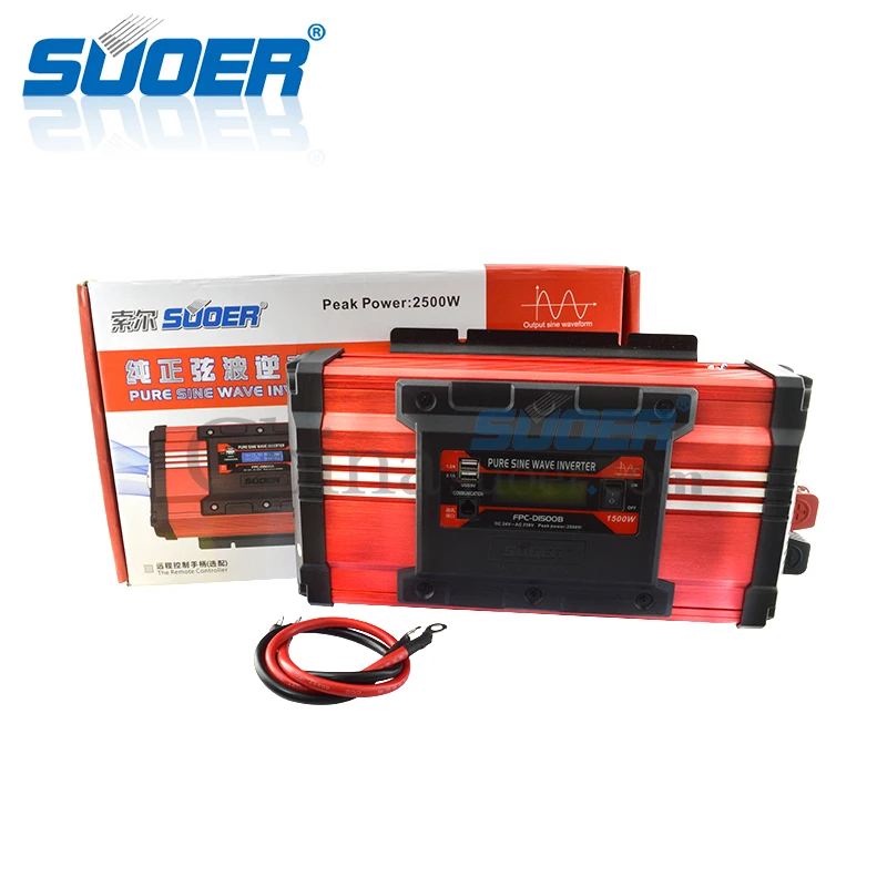 Suoer【Pure Синусоидальная волна Inverter】 инвертор Солнечные энергетические установки 24V 220V 1500 Вт Чистая синусоида Инвертор(FPC-D1500B