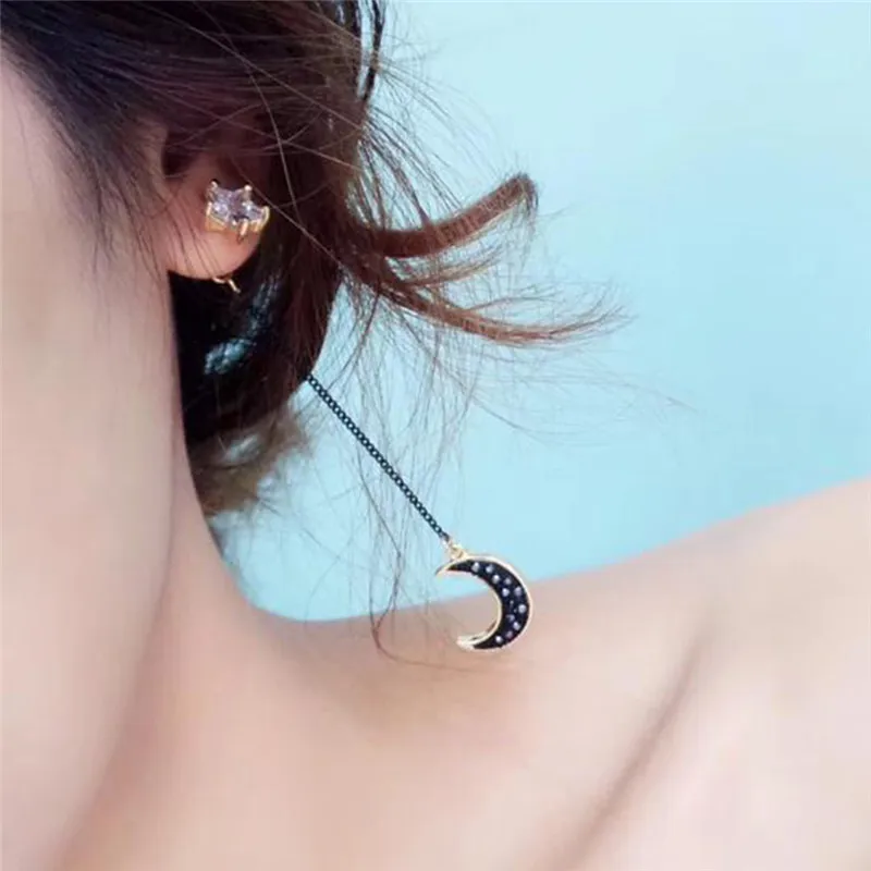 Новые асимметричные серьги для женщин 2018 моды Бижутерия Ринестоун Луна Звезда Планета Вечеринка Ювелирные изделия pendientes mujer moda.