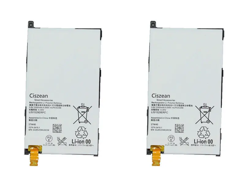 Ciszean 2x2300 мАч LIS1529ERPC Сменный аккумулятор для Z1 mini D5503 Compact M51w SO 04F батареи