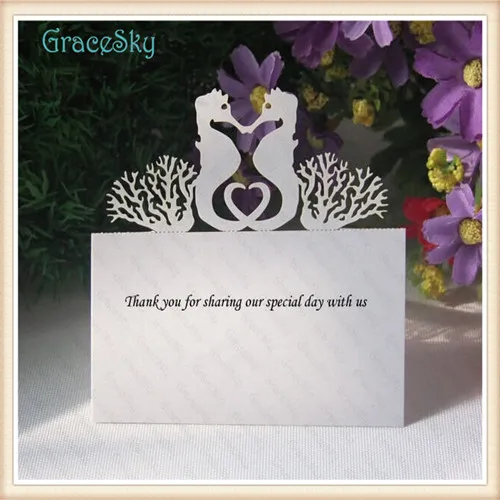 50 шт./лот лазерная резка papersea лошадь сиденье имя таблицы карты одежда для свадьбы