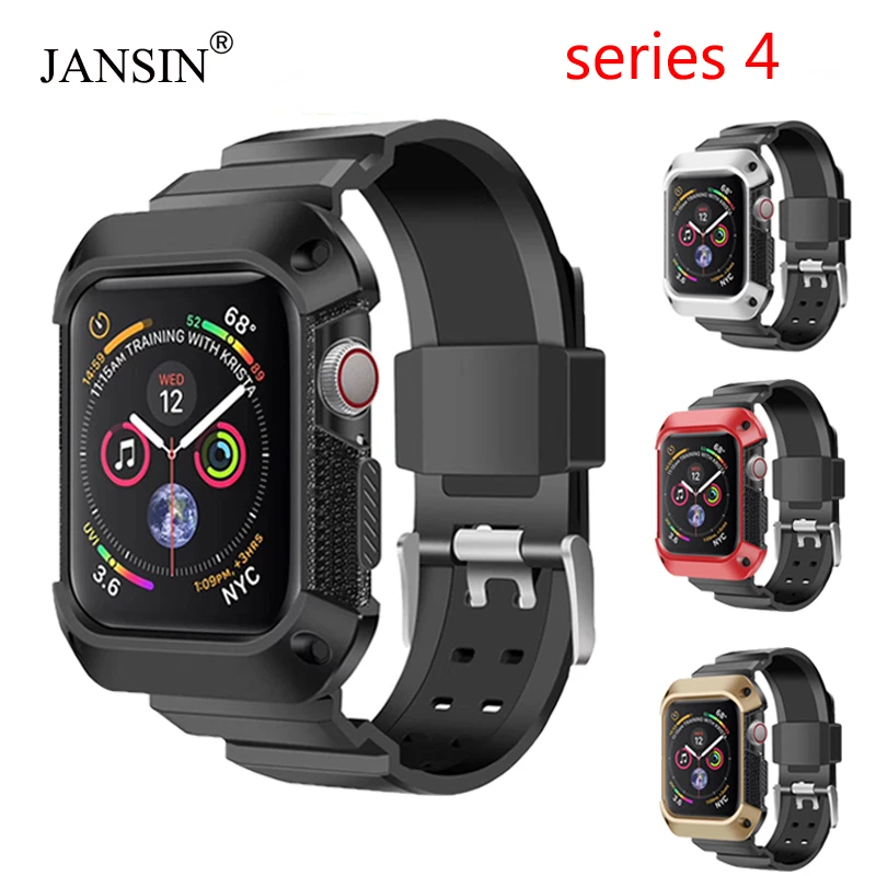 Спортивный ремешок JANSIN для apple watch 44 мм 40 силиконовый браслет спортивный с