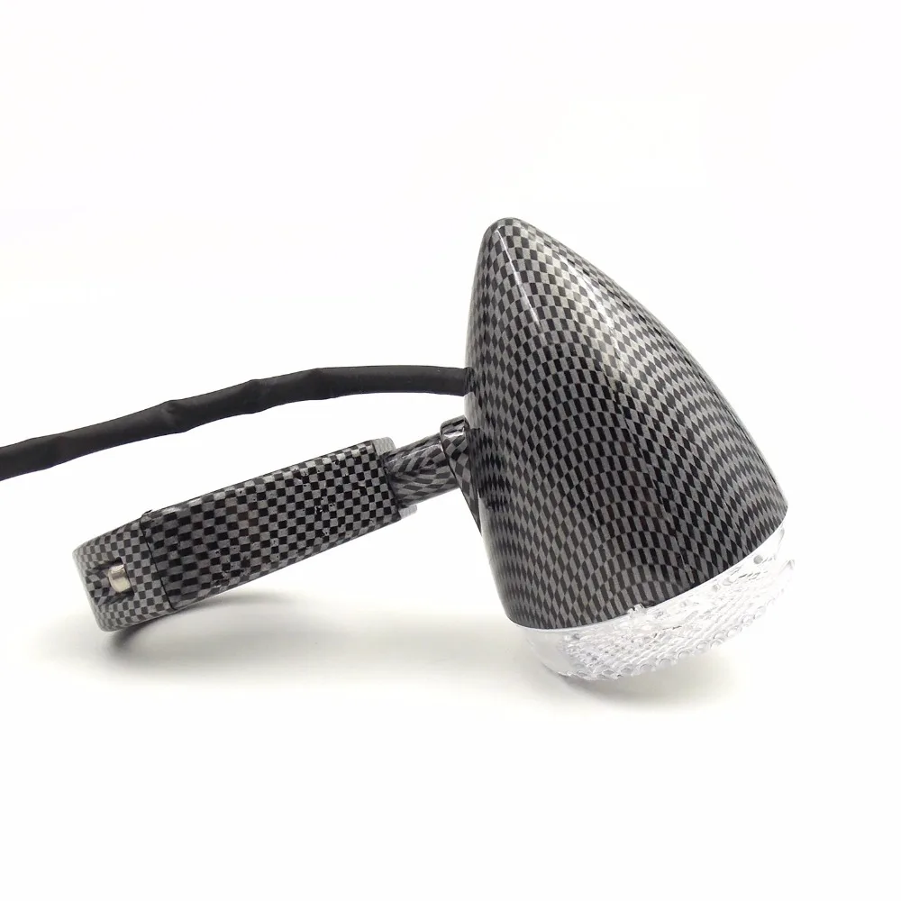 4 шт. углеродное волокно Стайлинг мотоцикла светодиодный сигнал поворота стоп 12 В