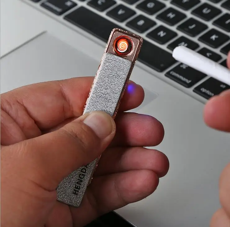 Металлическая Полоса USB мини перезаряжаемая Зажигалка ультра-тонкий креативный