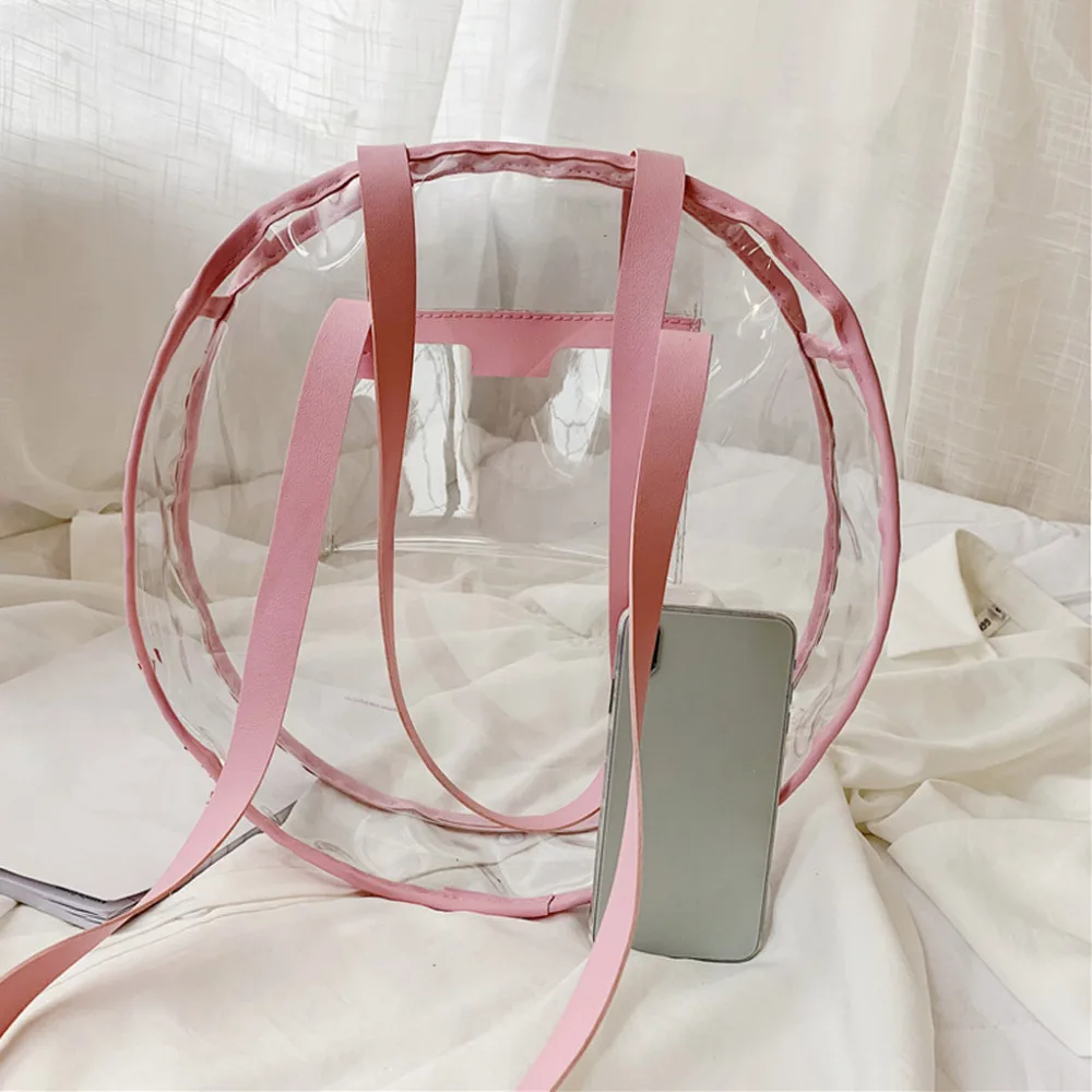 Женская прозрачная сумка мессенджер из ПВХ новинка 2019 модная круглая ручная