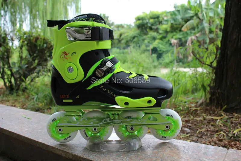 Бесплатная доставка роликовые коньки для взрослых 85A рама с ЧПУ зеленого и