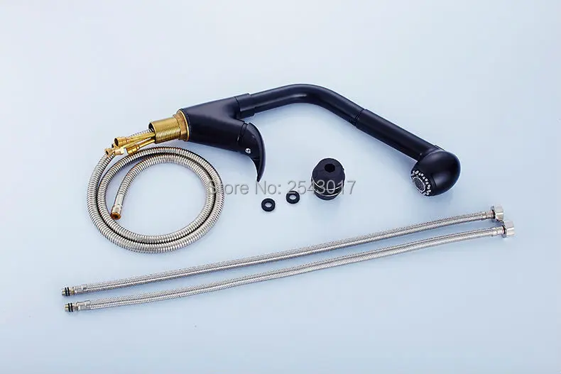 Кухонный Смеситель ZR370 выдвижной кран на раковину черный цвет одна ручка для