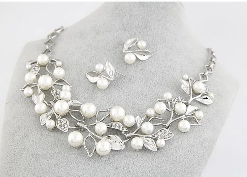 Женский Свадебный комплект из колье и серёг с искусственным жемчугом|earrings set for