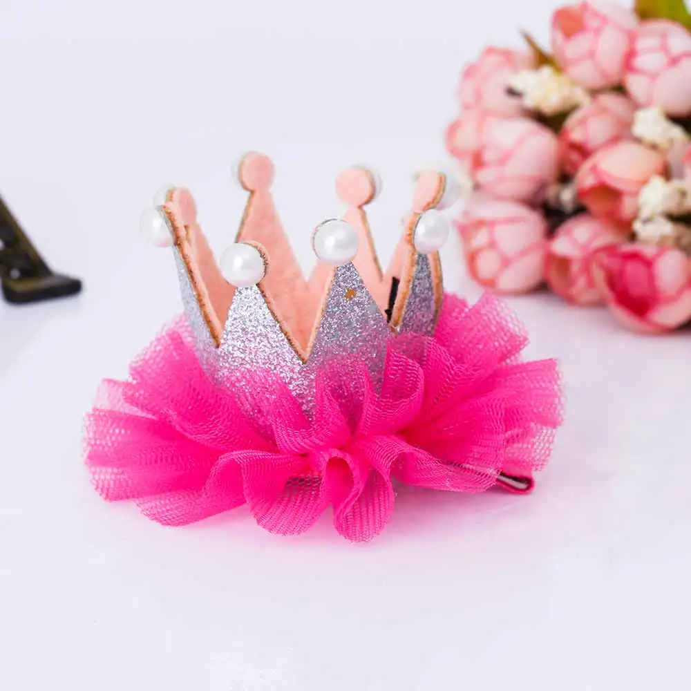 FAMSHIN 1 шт. милые девушки корона принцесса зажим для волос кружева жемчужина